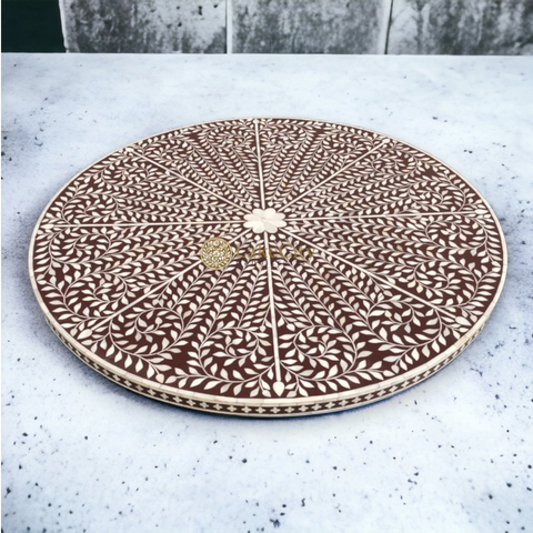 Bone Inlay Floral Design Round Dining Table