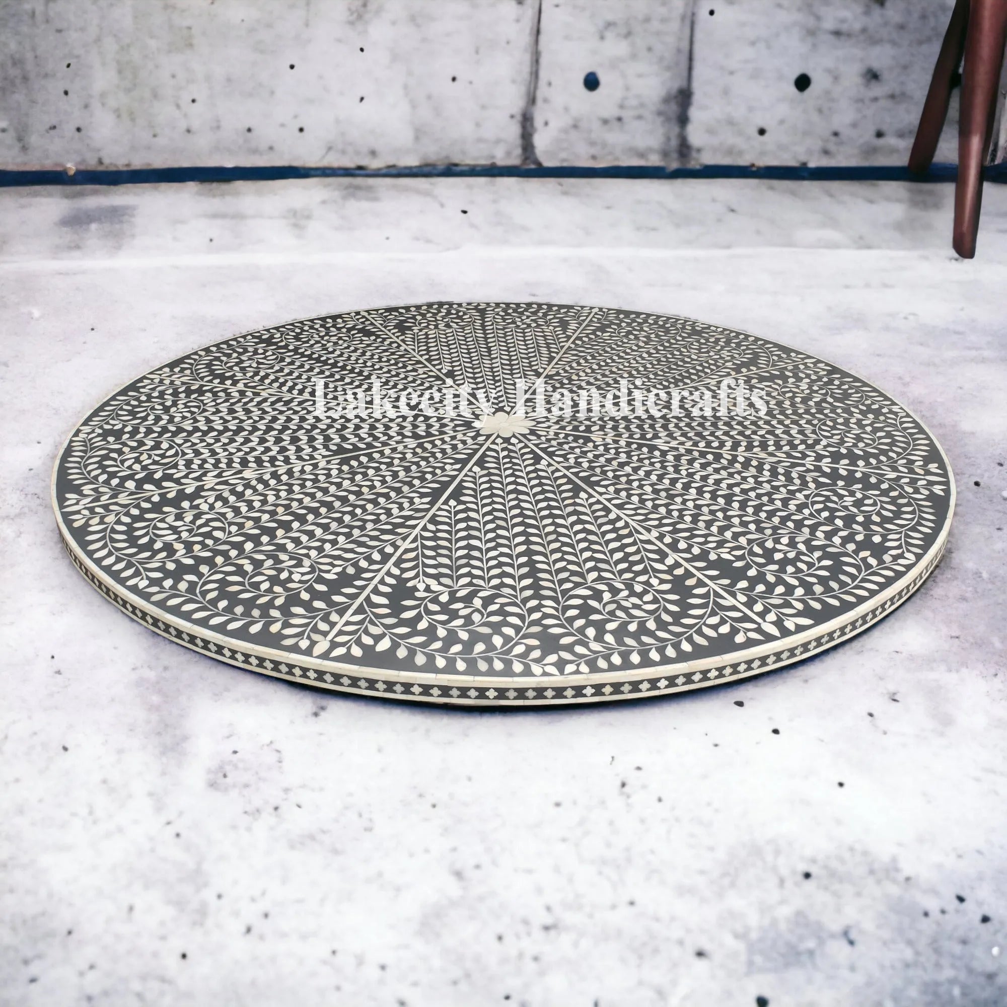 Bone Inlay Circular Table Bone Inlay Floral Design Round Dining Table – Lakecity Handicrafts