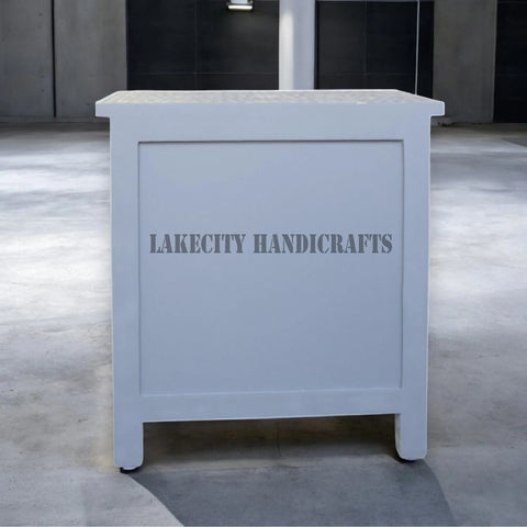 Bone Inlay Floral Design 1 Drawer & 1 Door Bedside Table Grey | Bone Inlay Floral Design 1 Drawer & 1 Door Nightstand Table Grey