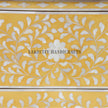Bone Inlay Floral Design 2 Drawers Curved Legs Bedside Table Yellow