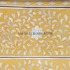 Bone Inlay Floral Design 2 Drawers Curved Legs Bedside Table Yellow