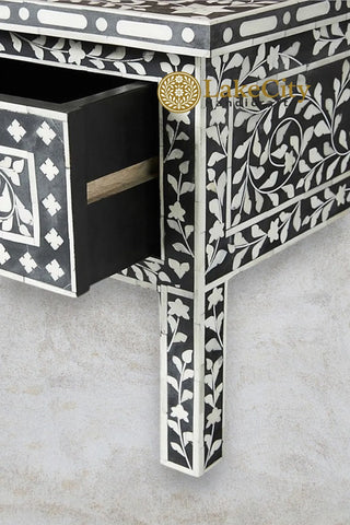Bone Inlay Floral Design 2 Drawers Coffee Table | Coffee Table With Inlay