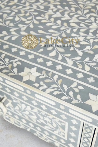 Bone Inlay Floral Design 2 Drawers Coffee Table | Coffee Table With Inlay