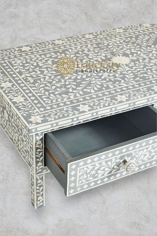 Bone Inlay Floral Design 2 Drawers Coffee Table | Coffee Table With Inlay