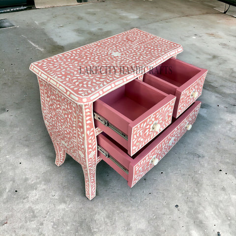 Lane Bone Inlay 3 Drawer Chest Peach | 3 Drawer Chest of drawer