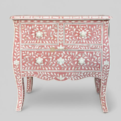 Lane Bone Inlay 3 Drawer Chest Peach | 3 Drawer Chest of drawer