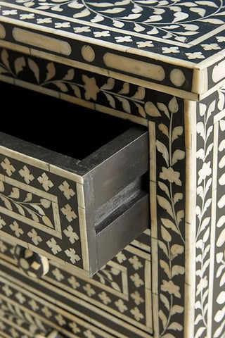 Bone Inlay Floral Design 3 Drawers Bedside Table | Bone Inlay Floral Design 3 Drawers Night Stand Table