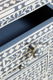 Bone Inlay Floral Design 3 Drawers Bedside Table Grey | Bone Inlay Floral Design 3 Drawers Night Stand Table Grey