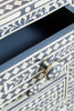 Bone Inlay Floral Design 3 Drawers Bedside Table Grey | Bone Inlay Floral Design 3 Drawers Night Stand Table Grey