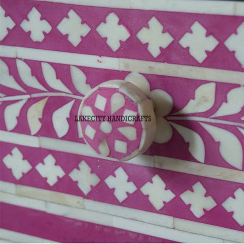 Bone Inlay Floral Design 3 Drawers Bedside Table | Bone Inlay Floral Design 3 Drawers Night Stand Table