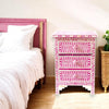 Bone Inlay Floral Design 3 Drawers Bedside Table Pink | Bone Inlay Floral Design 3 Drawers Night Stand Table Pink