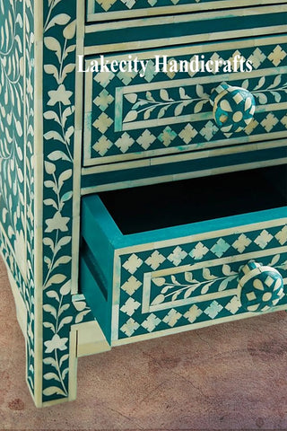 Bone Inlay Floral Design 3 Drawers Bedside Table | Bone Inlay Floral Design 3 Drawers Night Stand Table