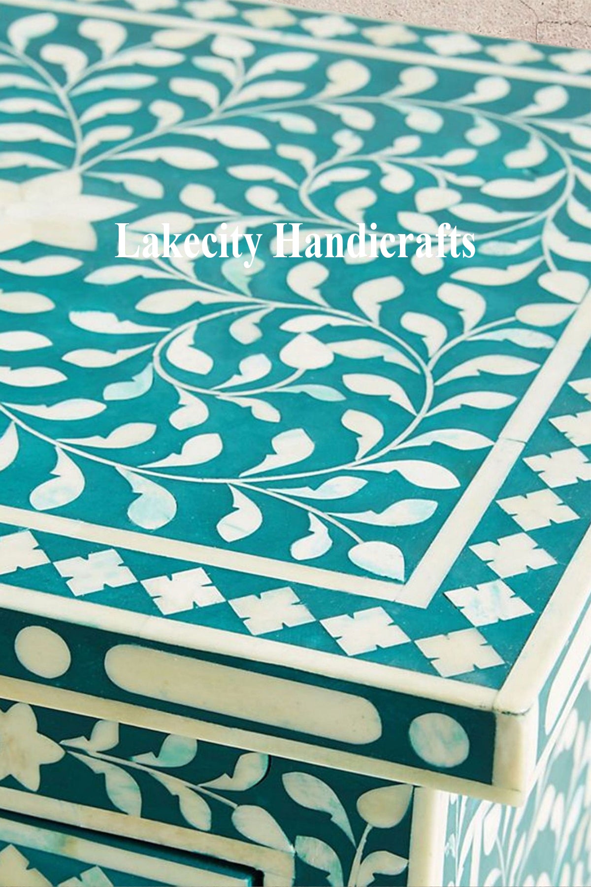 Bone Inlay Floral Design 3 Drawers Bedside Table | Bone Inlay Floral Design 3 Drawers Night Stand Table