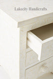 Bone Inlay Floral Design 3 Drawers Bedside Table White | Bone Inlay Floral Design 3 Drawers Night Stand Table White