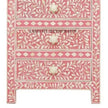 Bone Inlay Floral Design 3 Drawers Big Bedside Table Pink, Bone Inlay Floral Design 3 Drawers Big Nightstand Table Pink