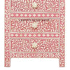 Bone Inlay Floral Design 3 Drawers Big Bedside Table Pink, Bone Inlay Floral Design 3 Drawers Big Nightstand Table Pink