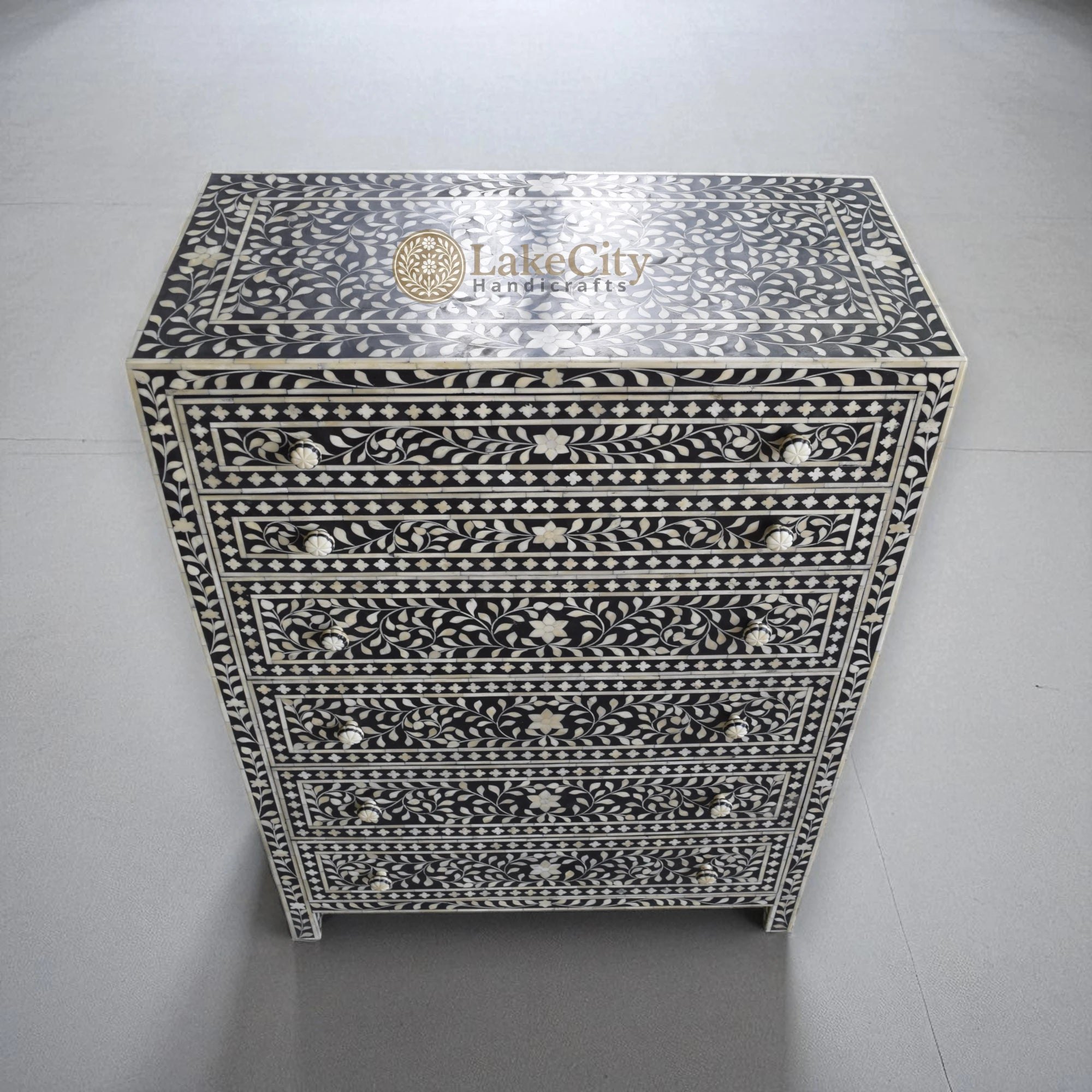 Bone Inlay Floral Design 6 Drawers Chest | Bone Inlay Floral Design 6 Drawers Dresser Table