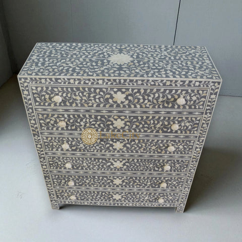 Bone Inlay Floral Design 6 Drawers Chest | Bone Inlay Floral Design 6 Drawers Dresser Table