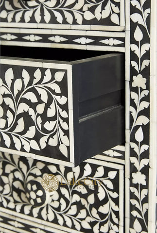 Bone Inlay Floral Design 6 Drawers Lingerie Chest | Bone Inlay Floral Design 6 Drawers Lingerie Tallboy