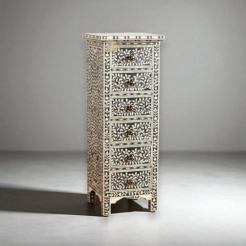 Bone Inlay Floral Design 6 Drawers Lingerie Chest | Bone Inlay Floral Design 6 Drawers Lingerie Tallboy