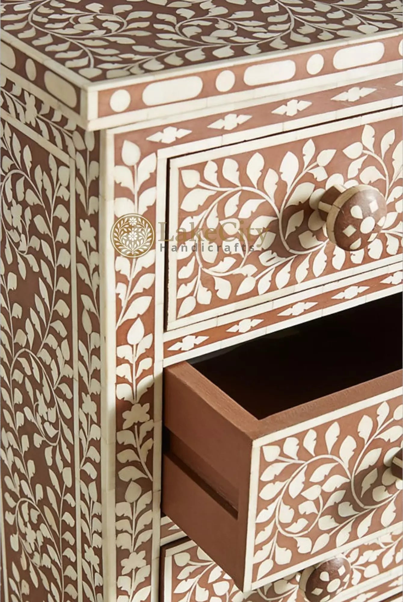 Bone Inlay Floral Design 6 Drawers Lingerie Chest | Bone Inlay Floral Design 6 Drawers Lingerie Tallboy