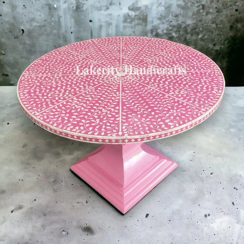 Bone Inlay Floral Design Round Dining Table