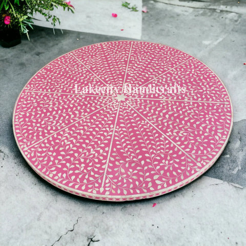 Bone Inlay Floral Design Round Dining Table