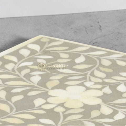 Bone Inlay Floral Design Box Grey