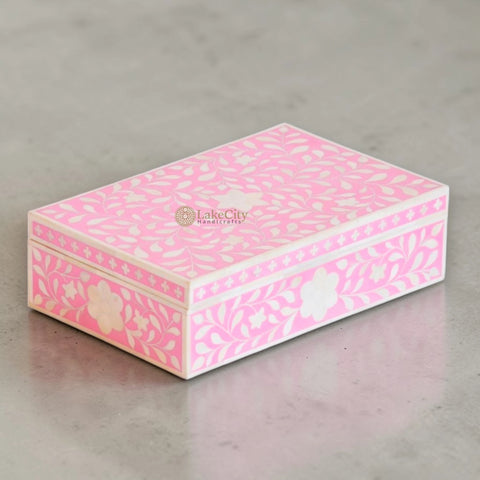 Bone Inlay Floral Design Box Pink