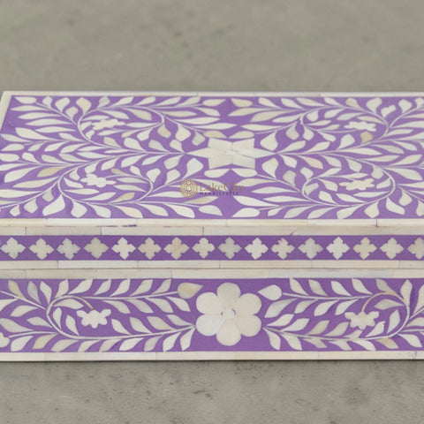 Bone Inlay Floral Design Box Purple