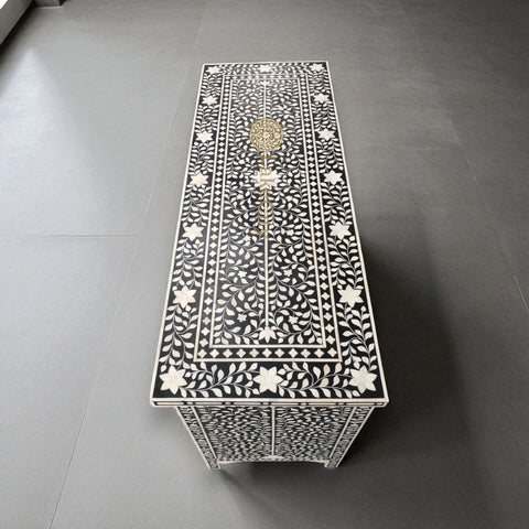 Bone Inlay Floral Design Chest Of 7 Drawers | Bone Inlay Floral Design 7 Drawers Dresser Table