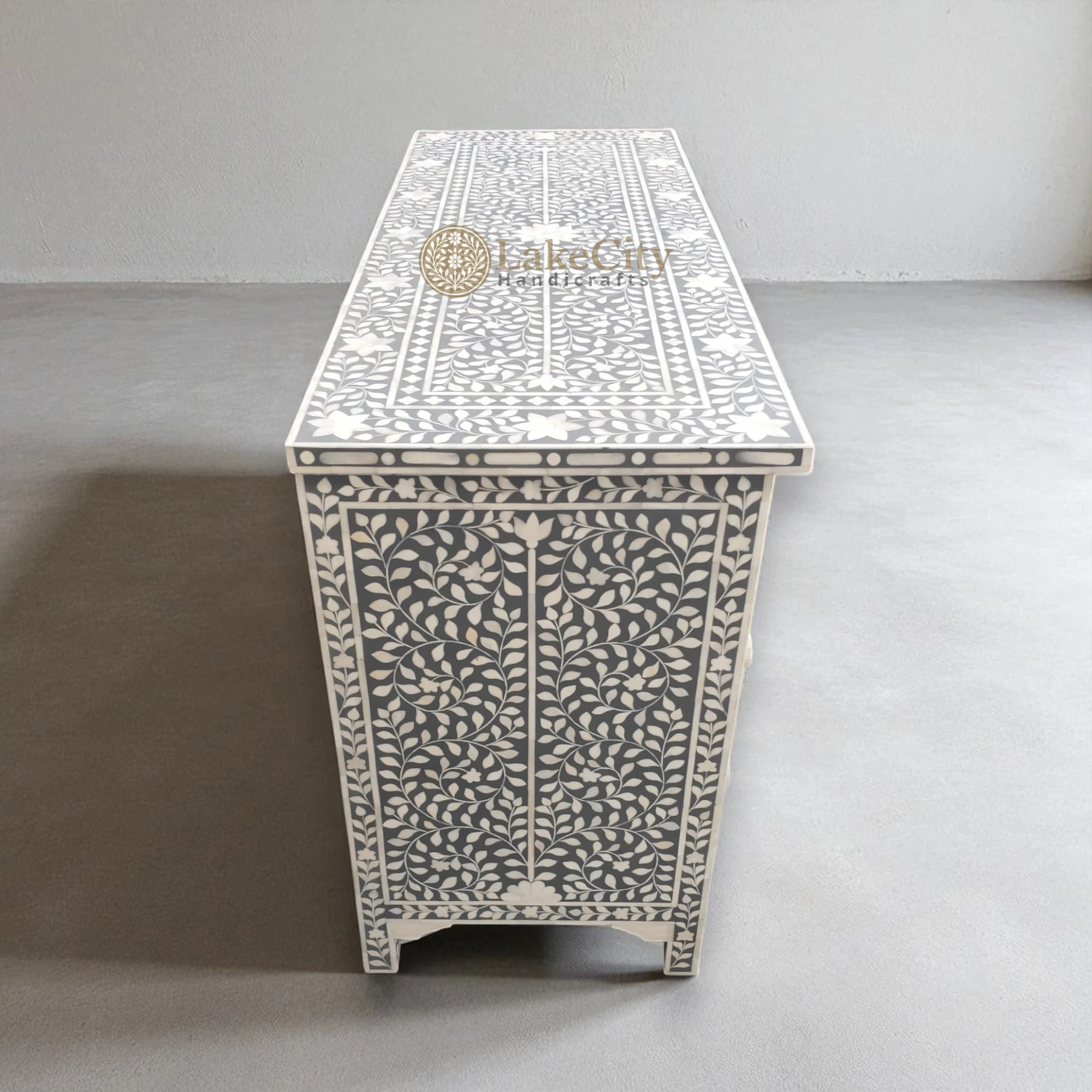 Bone Inlay Floral Design Chest Of 7 Drawers | Bone Inlay Floral Design 7 Drawers Dresser Table