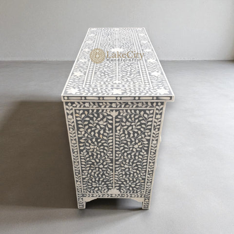 Bone Inlay Floral Design Chest Of 7 Drawers | Bone Inlay Floral Design 7 Drawers Dresser Table
