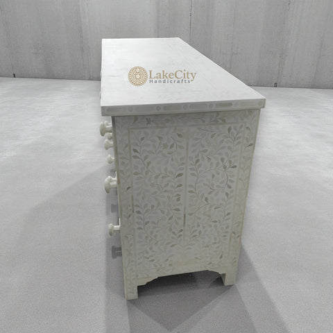 Bone Inlay Floral Design Chest Of 7 Drawers | Bone Inlay Floral Design 7 Drawers Dresser Table