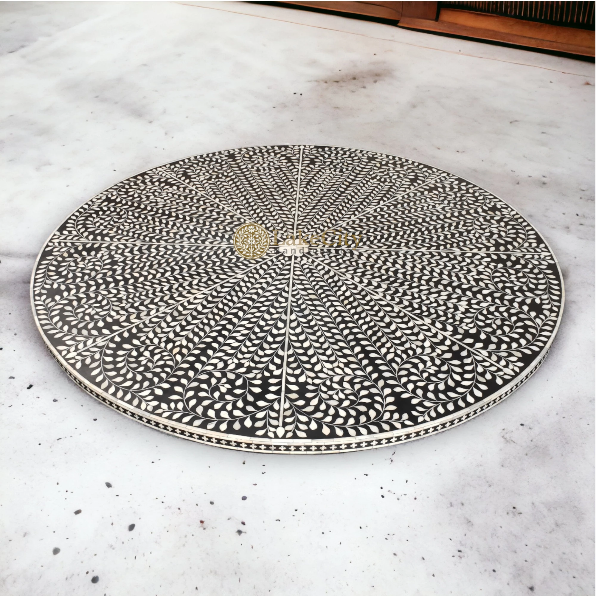 Bone Inlay Floral Design Round Dining Table