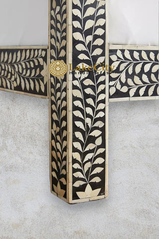 Bone Inlay Floral Design Four Poster Bed with Multi Color
