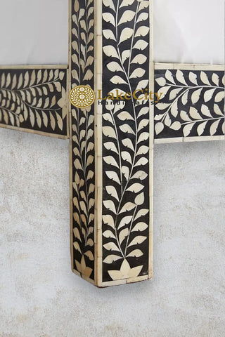 Bone Inlay Floral Design Four Poster Bed with Multi Color