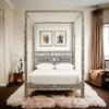 Bone Inlay Floral Design Four Poster Single Bed Black
