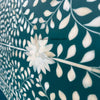 Bone Inlay Floral Design Four Poster Bed Teal Green Ready To Ship