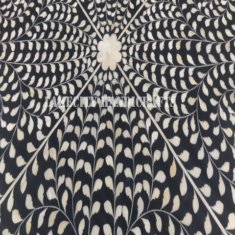 Bone Inlay Floral Design Coffee Table with Silver Base | Bone Inlay Centre Table