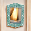 Bone Inlay Floral Scalloped Mirror Green