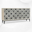 Bone Inlay Flower Credenza White Distress Finish 1