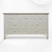 Bone Inlay Eye Design Chest of 7 Drawers Grey