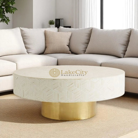 Bone Inlay Optical Design Coffee Table | Bone Inlay Optical Design Center Table