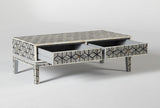 Bone Inlay Geometric Cubic Design Coffee Table in Black Color 2