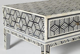 Bone Inlay Geometric Cubic Design Coffee Table in Black Color 3
