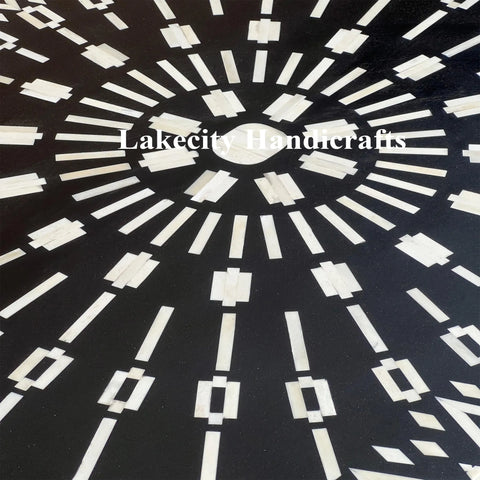 Bone Inlay Kalmin Oval Shape Coffee Table Black | Bone Inlay Kalmin Oval Shape Center Table Black