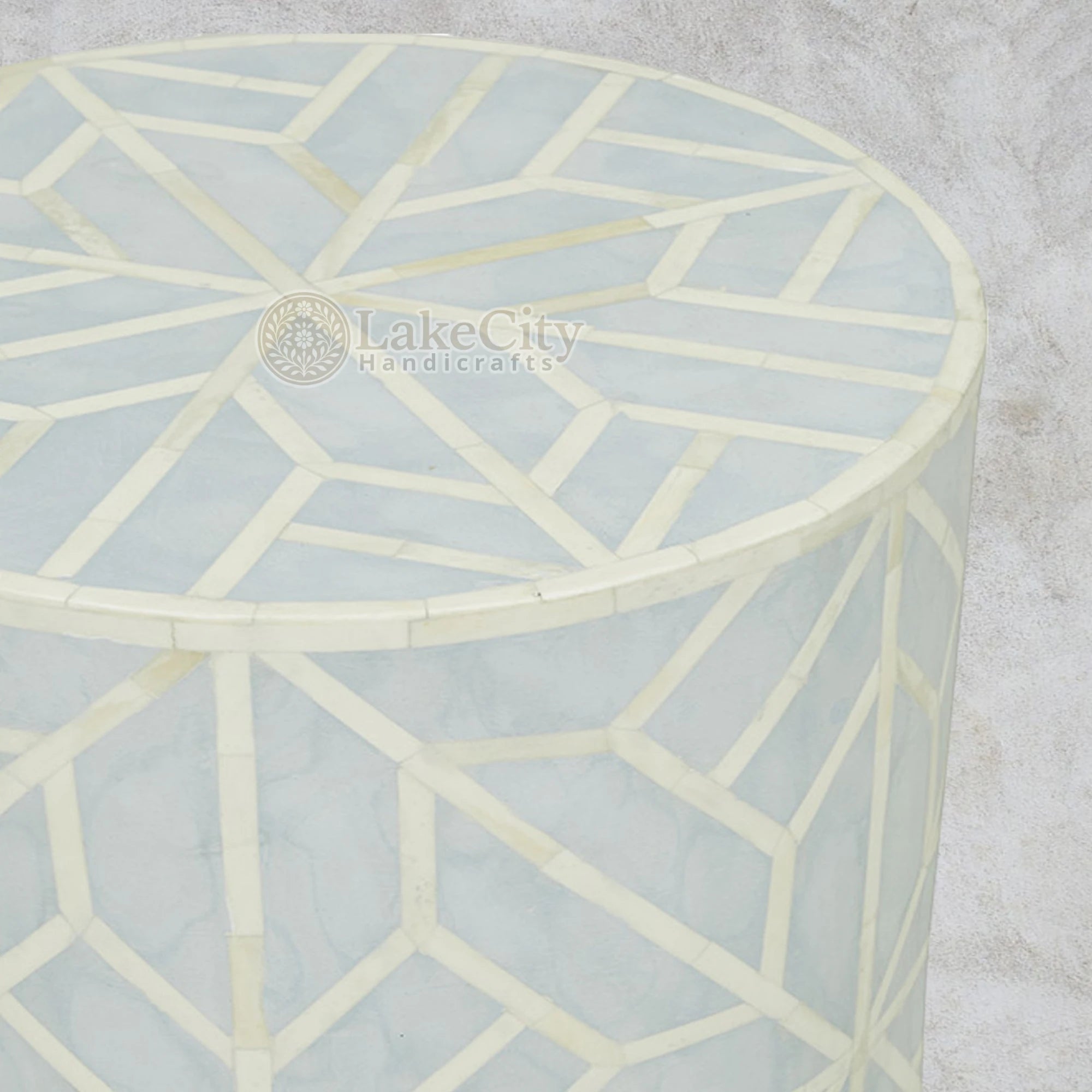 Bone Inlay Geometric Design Amelia Side Stool Table