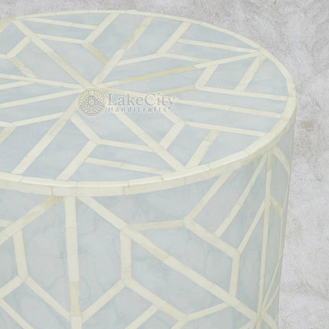 Bone Inlay Geometric Design Amelia Side Stool Table