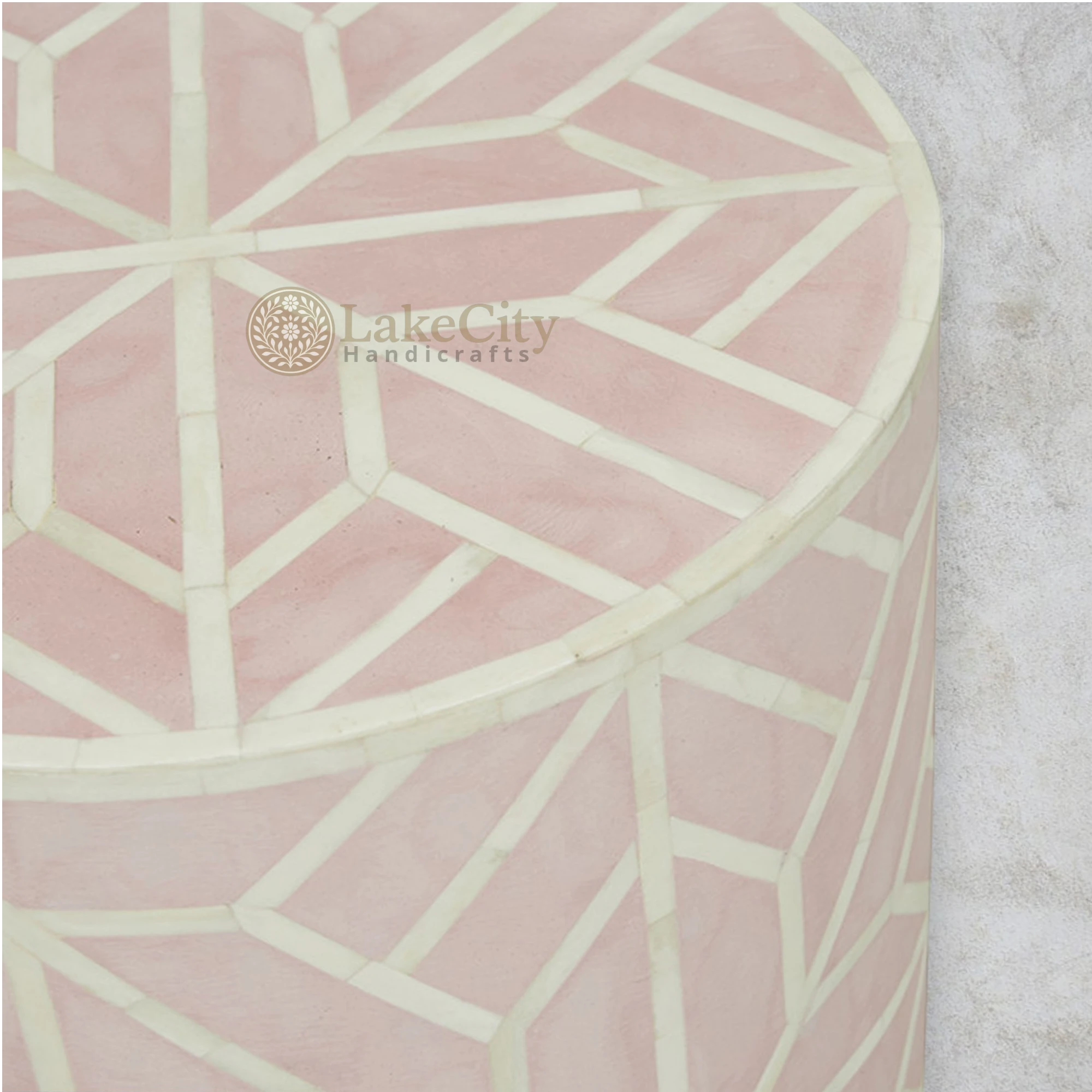 Bone Inlay Geometric Design Amelia Side Stool Table
